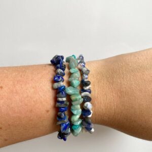 Trio de Pulseiras Foco e Concentração - Lapis Lazuli, Amazonita, Sodalita